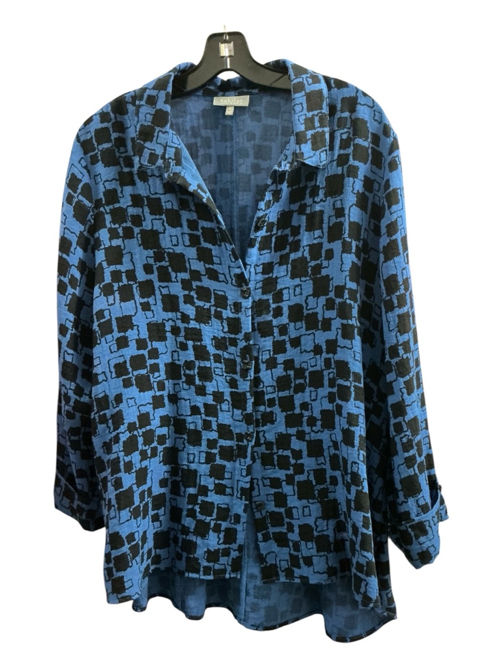 Habitat Blue & Black Geometric Button-Front Women's Jacket or Top
